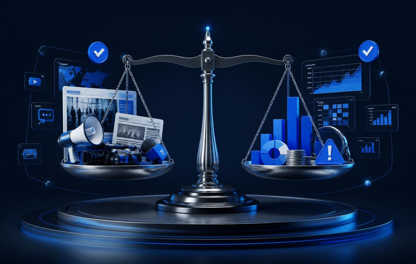 Decision scale balancing press release media reach against cost and risk analytics